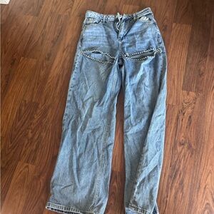 Cutout rhinestone jeans